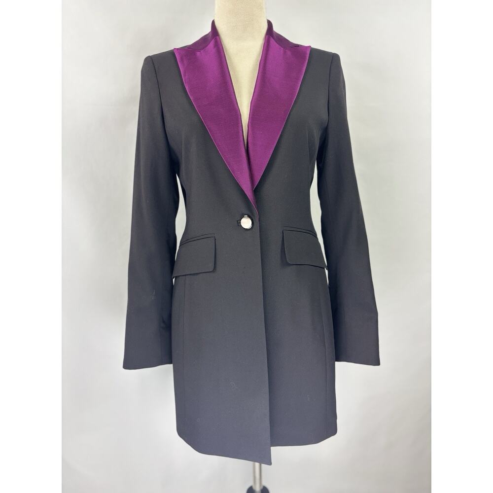 Dana Buchman Petite Formal Blazer Jacket Black Purple 4 Petite 4P